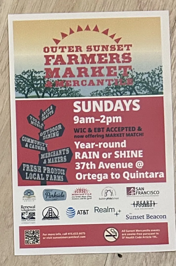 Outer Sunset Farmers Market & Mercantile flier