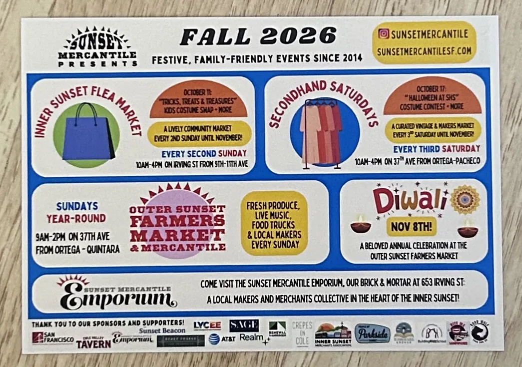 Sunset Mercantile Fall 2026 events flier