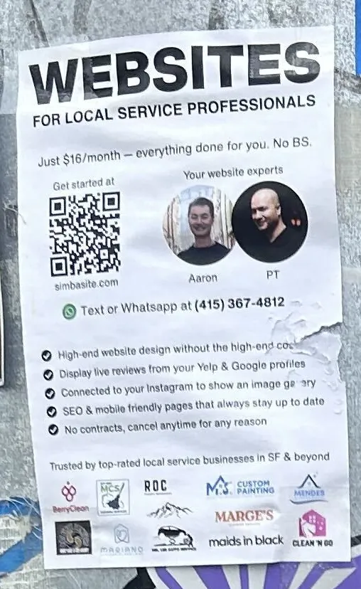 Websites for Local Service Professionals flier